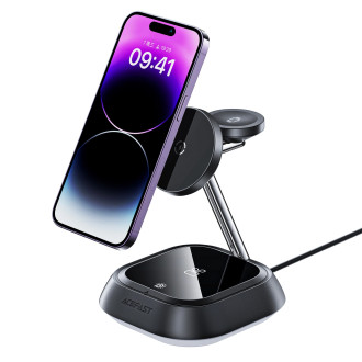 3v1 Acefast E16 15W indukční nabíjecí stanice pro telefon / sluchátka / hodinky - černá