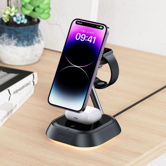 3v1 Acefast E16 15W indukční nabíjecí stanice pro telefon / sluchátka / hodinky - černá