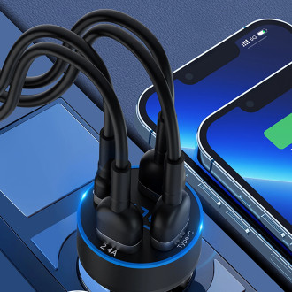 Wozinsky WDCCB Car Charger with Display 50W 2xUSB-C / 2xUSB-A - Black