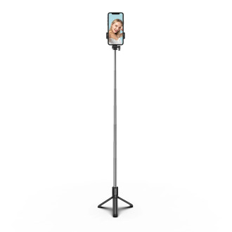 Selfie stick WHS1Y telescopic tripod 1m with phone holder - black