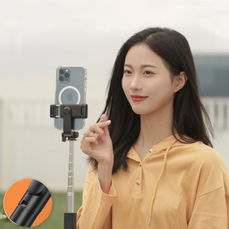 Selfie stick WHS1Y telescopic tripod 1m with phone holder - black