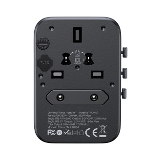 Joyroom JR-TCW01 travel adapter universal 17W EU / US / UK / JP / AU / CN - black