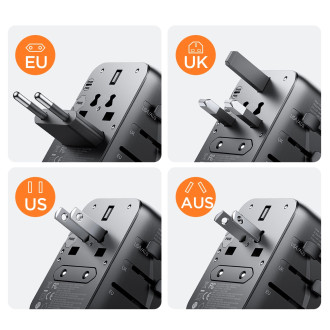 Joyroom JR-TCW01 travel adapter universal 17W EU / US / UK / JP / AU / CN - black