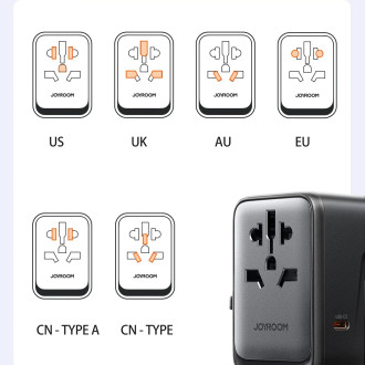 Joyroom JR-TCW02 65W Travel Adapter Universal EU/US/JP/AU/UK/CN - Black