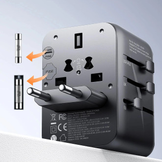 Joyroom JR-TCW02 65W Travel Adapter Universal EU/US/JP/AU/UK/CN - Black