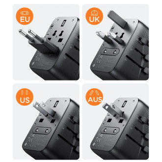 Joyroom JR-TCW02 65W Travel Adapter Universal EU/US/JP/AU/UK/CN - Black