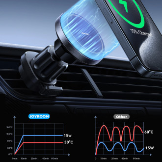 Joyroom car phone holder with wireless charger (MagSafe compatible) for air vent - black (JR-ZS387)