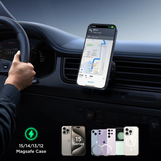 Joyroom car phone holder with wireless charger (MagSafe compatible) for air vent - black (JR-ZS387)