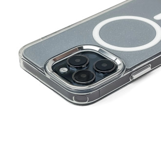 Glitter Case MagSafe for iPhone 16 - white with glitter