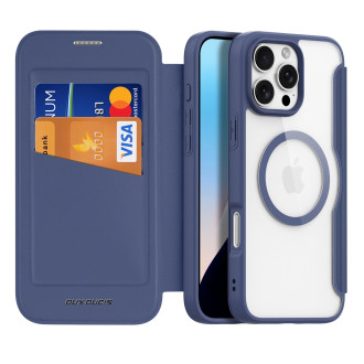 Dux Ducis Skin X Pro iPhone 16 Pro Case with MagSafe and Flip Cover - Blue