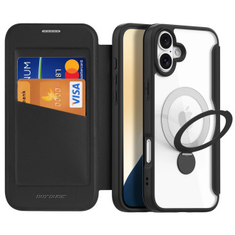 Dux Ducis Skin X Pro iPhone 16 Case with MagSafe, Flip and Stand - Black