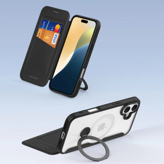 Dux Ducis Skin X Pro iPhone 16 Case with MagSafe, Flip and Stand - Black
