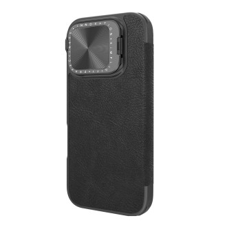Nillkin Qin Prop Leather Case with Camera Cover and Stand for iPhone 16 Pro - Black