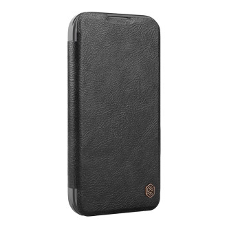 Nillkin Qin Prop Leather Case with Camera Cover and Stand for iPhone 16 Pro - Black