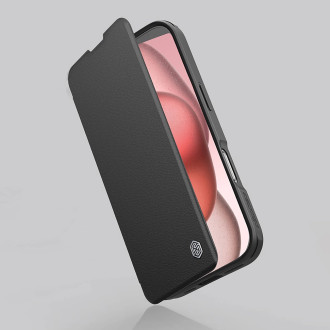 Nillkin Qin Prop Leather Case with Camera Cover and Stand for iPhone 16 Pro - Black