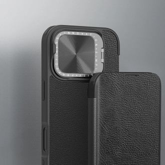 Nillkin Qin Prop Leather Case with Camera Cover and Stand for iPhone 16 Pro - Black