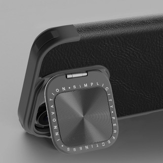 Nillkin Qin Prop Leather Case with Camera Cover and Stand for iPhone 16 - Black