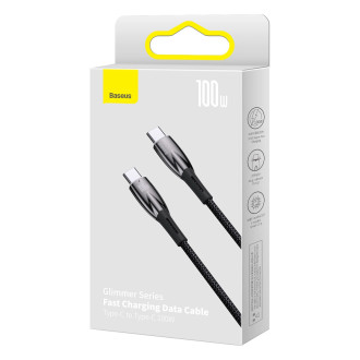 Baseus Glimmer Series Rychlé nabíjecí kabel USB-C 480Mbps PD 100W 1m černý