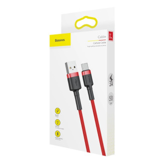 Baseus Cafule Cable odolný nylonový kabel USB / USB-C QC3.0 3A 0,5M červený (CATKLF-A09)