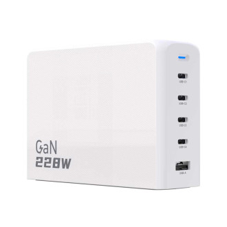 Dudao A228EU GaN nabíječka 1x USB-A 4x USB-C PD 228W - bílá