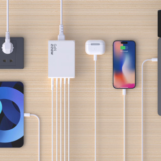Dudao A228EU GaN nabíječka 1x USB-A 4x USB-C PD 228W - bílá