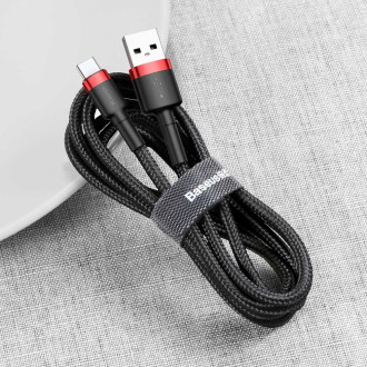 Baseus Cafule Cable odolný nylonový kabel USB / USB-C QC3.0 3A 1M černo-červený (CATKLF-B91)