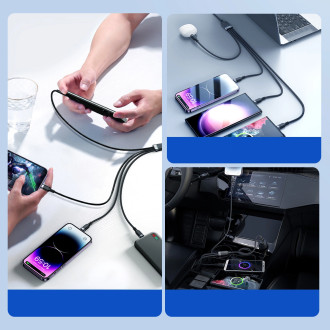 4v1 USB kabel USB-A - 2 x USB-C / Lightning / Micro pro nabíjení a přenos dat 1,2 m Joyroom S-1T4018A18 - černý