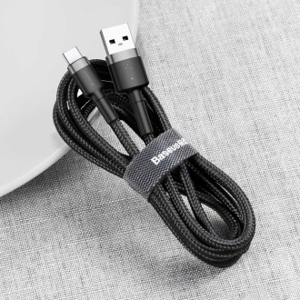 Baseus Cafule Cable odolný nylonový kabel USB / USB-C QC3.0 2A 2M černo-šedý (CATKLF-CG1)