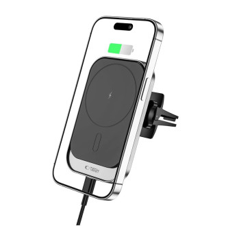 Tech-Protect CW19 magnetic car MagSafe holder with 15W inductive charger for air vent - black