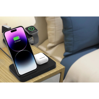 Tech-Protect A11 15W inductive charger in the form of a 3-in-1 stand for smartphone / headphones / smartwatch - black