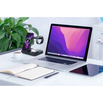 Tech-Protect A11 15W inductive charger in the form of a 3-in-1 stand for smartphone / headphones / smartwatch - black