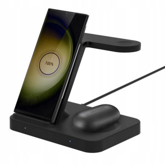 Tech-Protect A11 15W inductive charger in the form of a 3-in-1 stand for smartphone / headphones / smartwatch - black