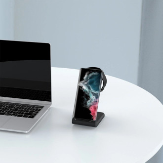 Tech-Protect A7 10W inductive charger in the form of a 3-in-1 stand for smartphone / headphones / smartwatch - black