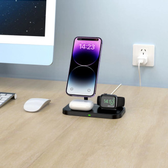 Tech-Protect QI15W-A22 inductive MagSafe charger with 3in1 MagSafe stand for smartphone / Apple Watch / AirPods - black