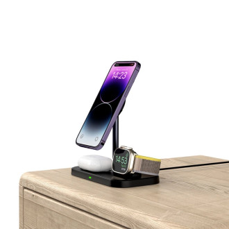 Tech-Protect QI15W-A22 inductive MagSafe charger with 3in1 MagSafe stand for smartphone / Apple Watch / AirPods - black
