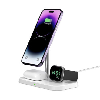 Tech-Protect QI15W-A22 inductive MagSafe charger with 3in1 MagSafe stand for smartphone / Apple Watch / AirPods - white