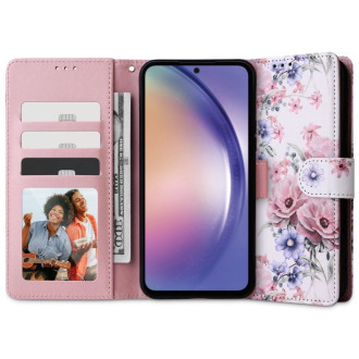 Tech-Protect Wallet case for Samsung Galaxy A34 5G - pink flowers