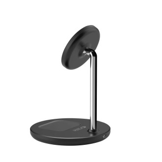 Tech-Protect QI15W-A21 inductive MagSafe 15W charger with 2in1 stand for smartphone / headphones - black
