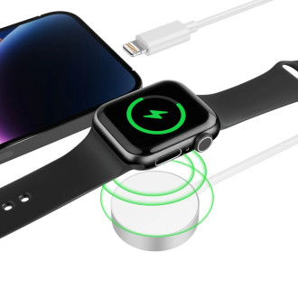 Tech-Protect UltraBoost 2in1 magnetic charger with USB-C / Lightning cables for Apple Watch 1.5m - white