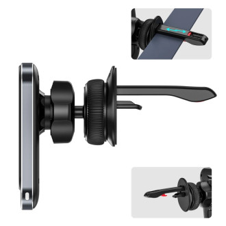 Tech-Protect MM15W-V2 car phone holder with MagSafe 15W inductive charger for air vent - black