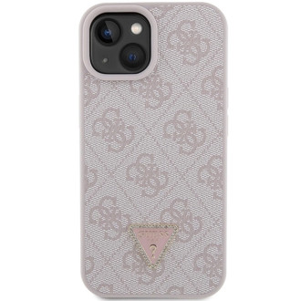 Guess Leather 4G Triangle Strass case for iPhone 15 - pink