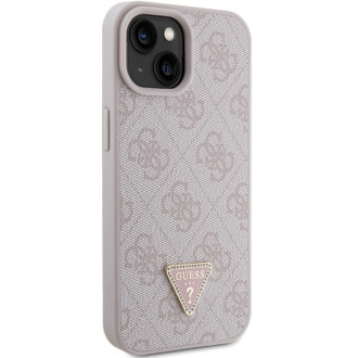 Guess Leather 4G Triangle Strass case for iPhone 15 - pink