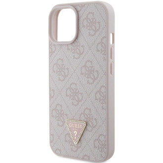 Guess Leather 4G Triangle Strass case for iPhone 15 - pink