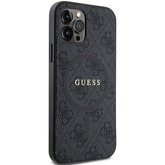 Guess 4G Collection Leather Metal Logo MagSafe Case for iPhone 12 Pro / iPhone 12 - Black