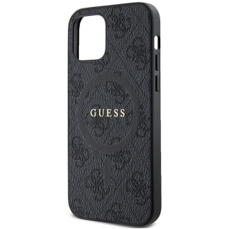 Guess 4G Collection Leather Metal Logo MagSafe Case for iPhone 12 Pro / iPhone 12 - Black