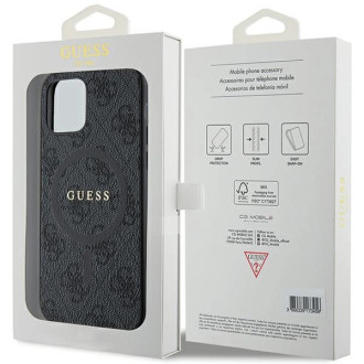 Guess 4G Collection Leather Metal Logo MagSafe Case for iPhone 12 Pro / iPhone 12 - Black