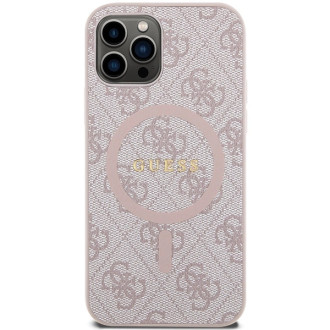 Guess 4G Collection Leather Metal Logo MagSafe Case for iPhone 12 Pro / iPhone 12 - Pink