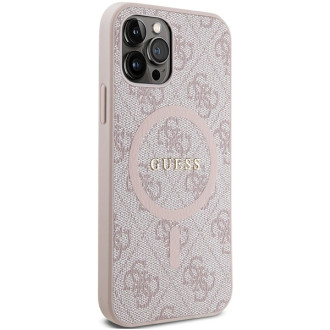 Guess 4G Collection Leather Metal Logo MagSafe Case for iPhone 12 Pro / iPhone 12 - Pink