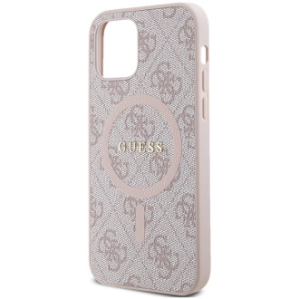 Guess 4G Collection Leather Metal Logo MagSafe Case for iPhone 12 Pro / iPhone 12 - Pink