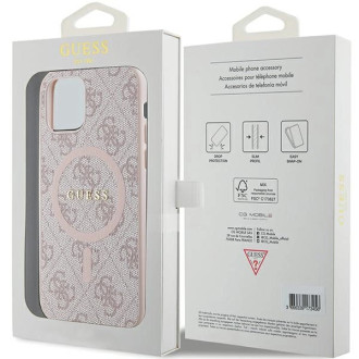 Guess 4G Collection Leather Metal Logo MagSafe Case for iPhone 12 Pro / iPhone 12 - Pink